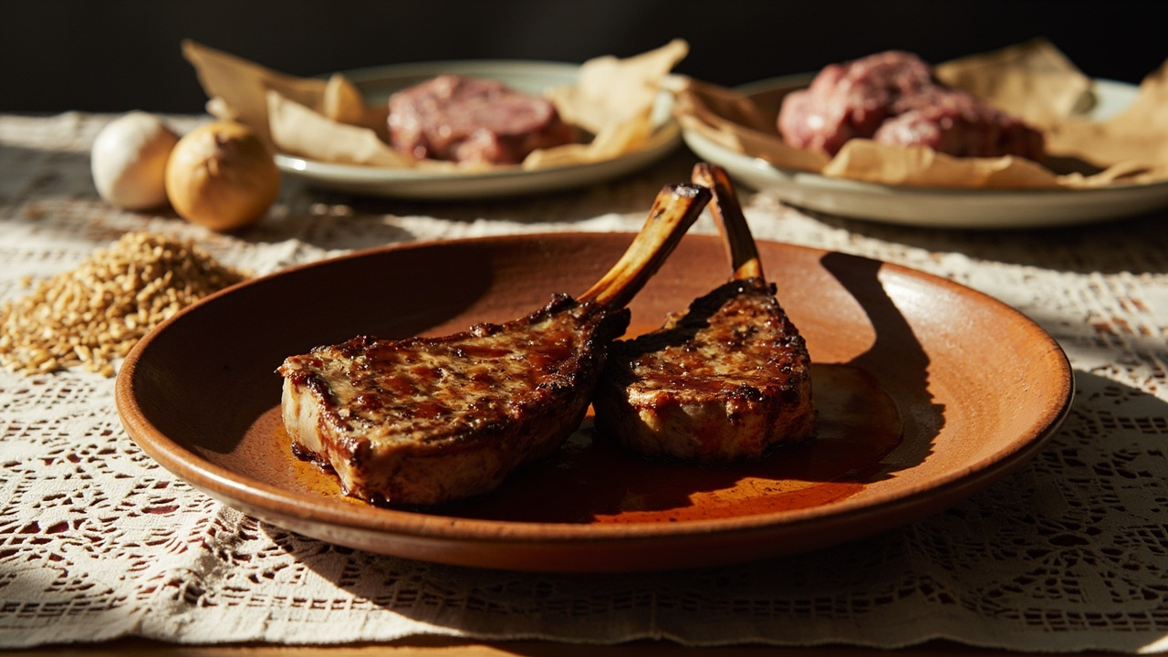 Maple Glazed Lamb Chops with Flax Seed
