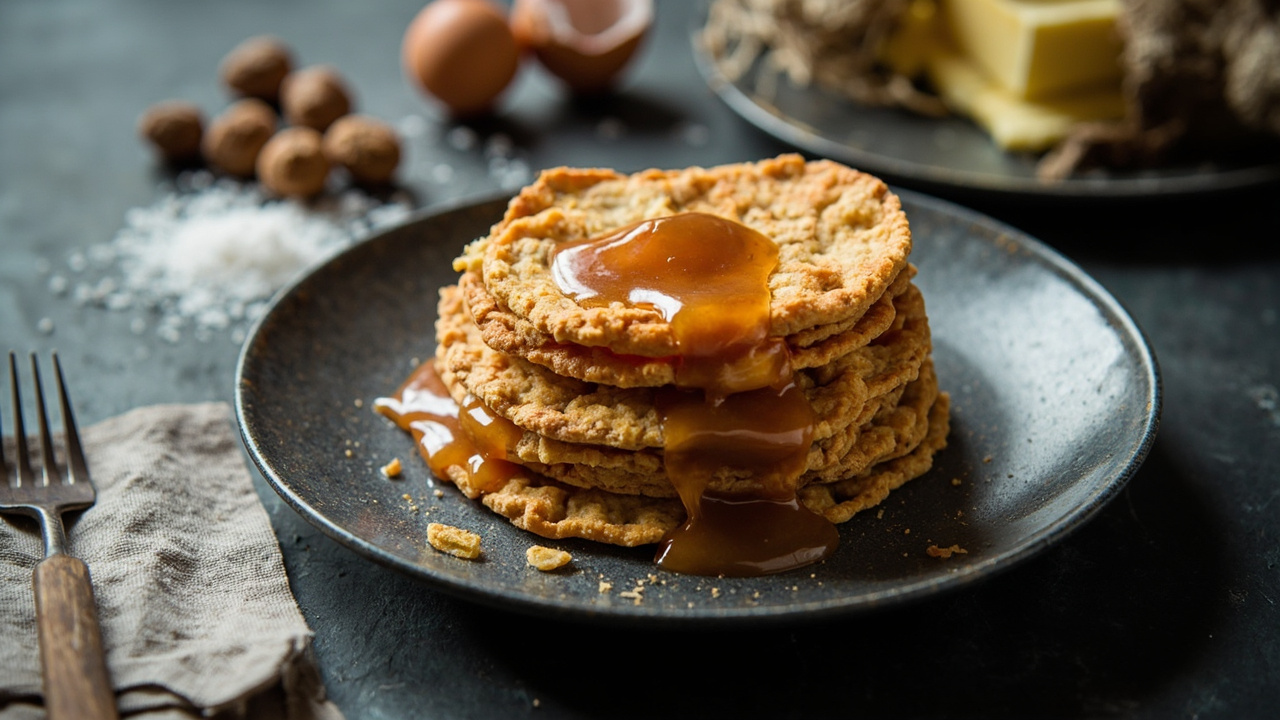 Maple Praline Tuile Stack with Hazelnut Praline