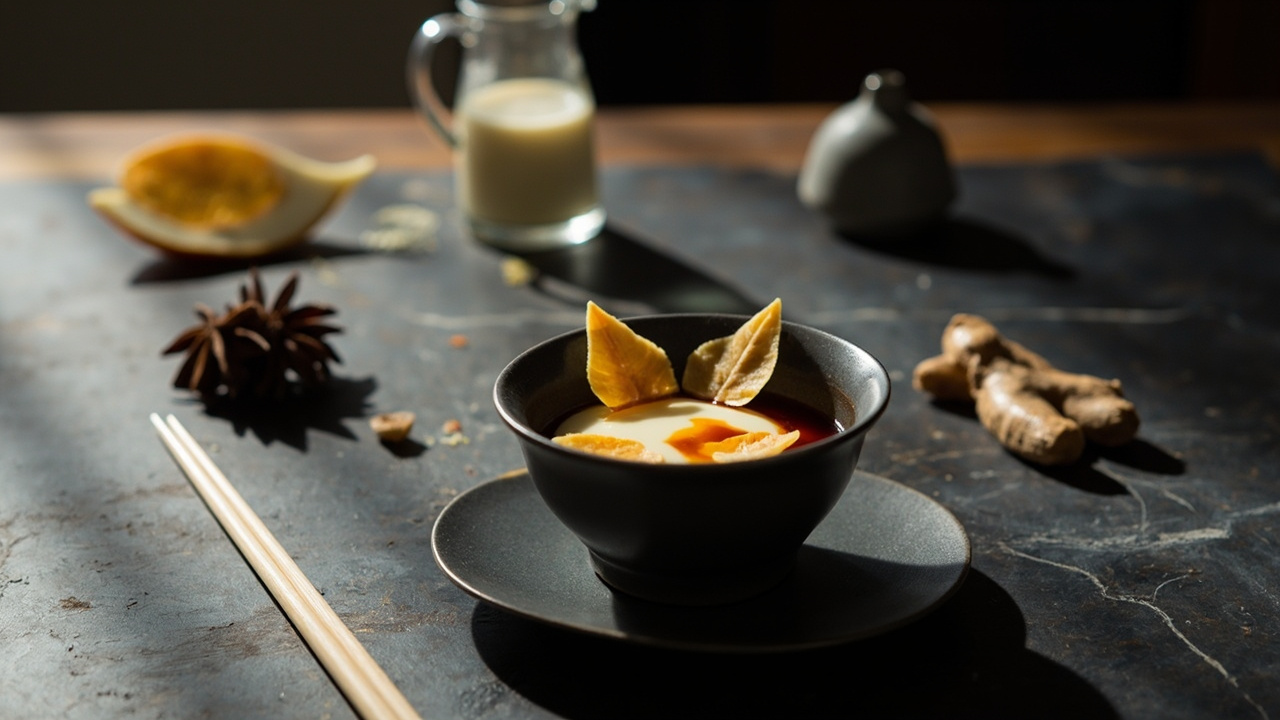 Maple‑Star Anise Panna Cotta with Candied Ginger