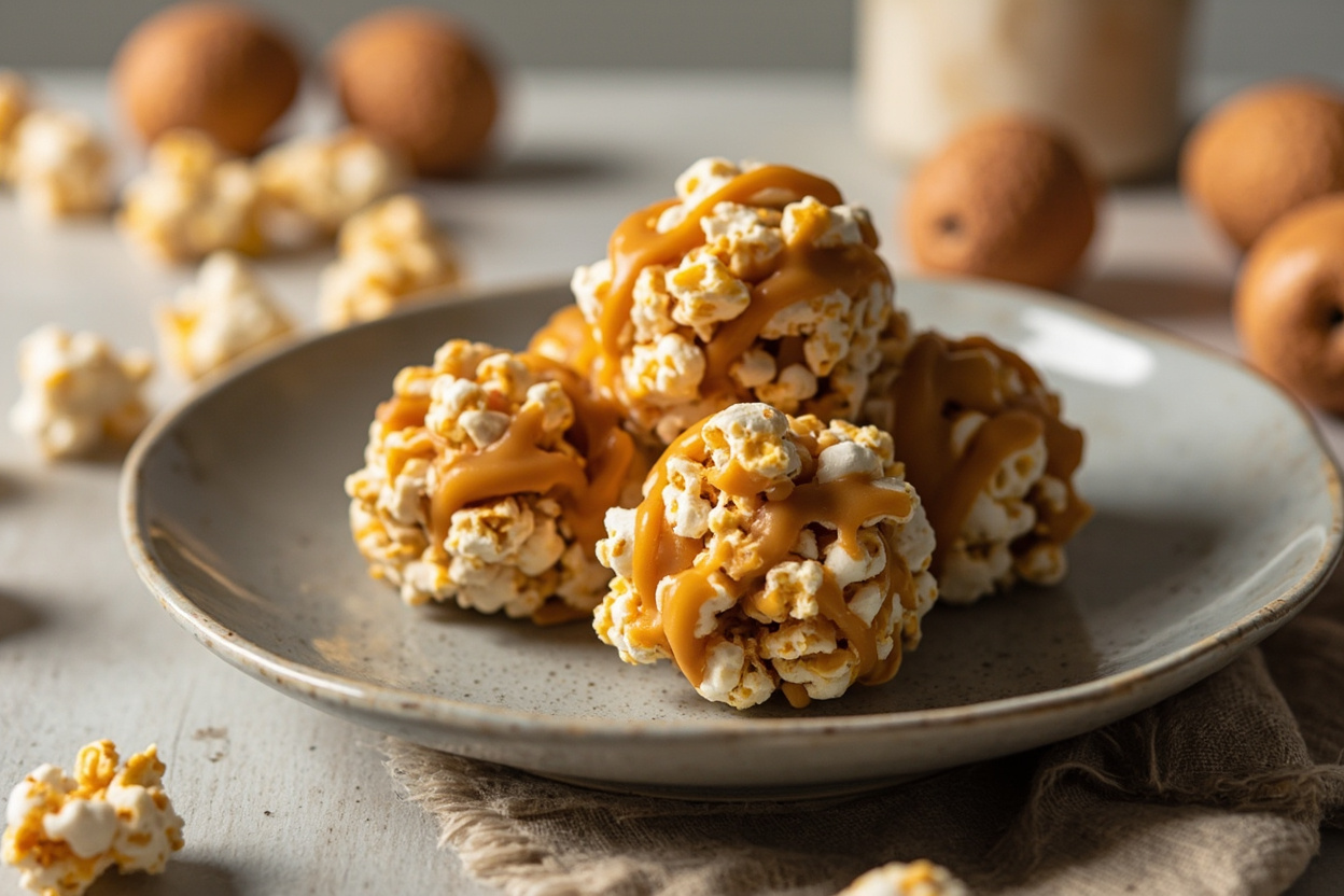 Marshmallow and Caramel Popcorn Balls