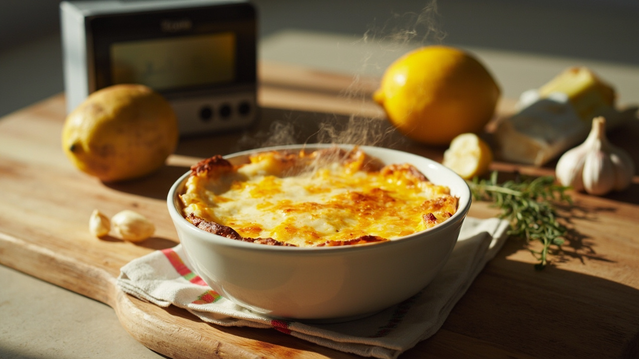 Microwave Greek Yogurt and Lemon Potato Bake