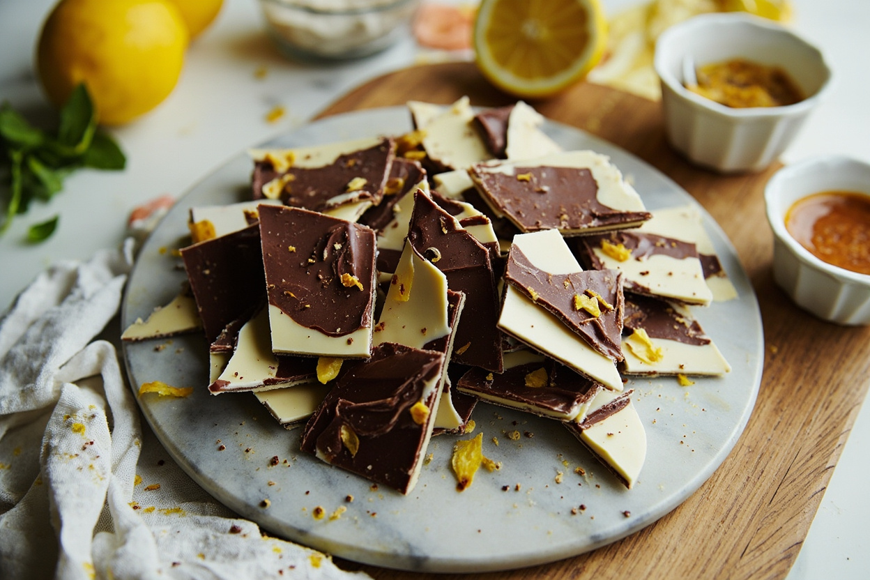 Microwave-Tempered Chocolate Lemon Bark