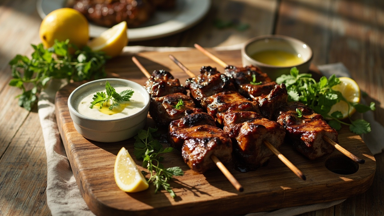 Minted Lamb Chop Skewers with Lemon and Thyme