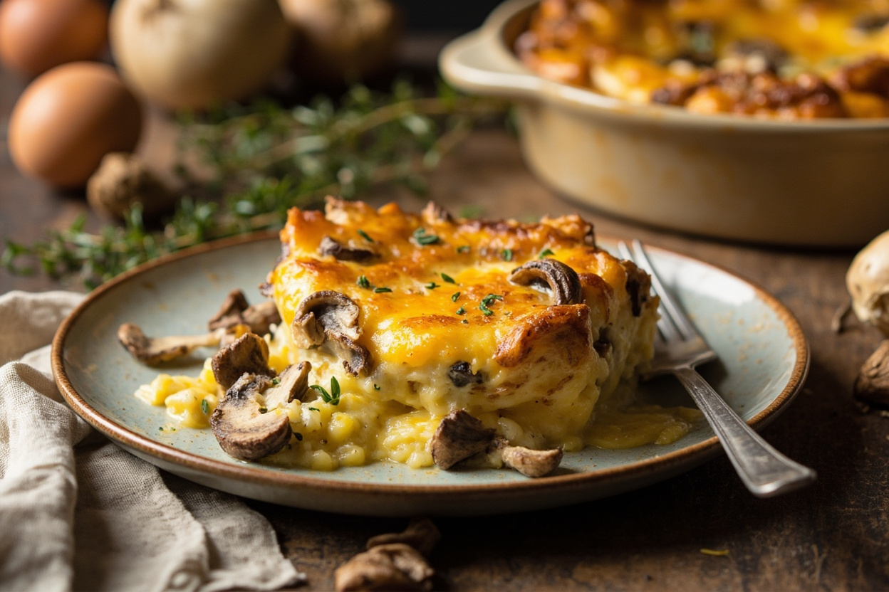 Mushroom and Cheddar Egg Gratin