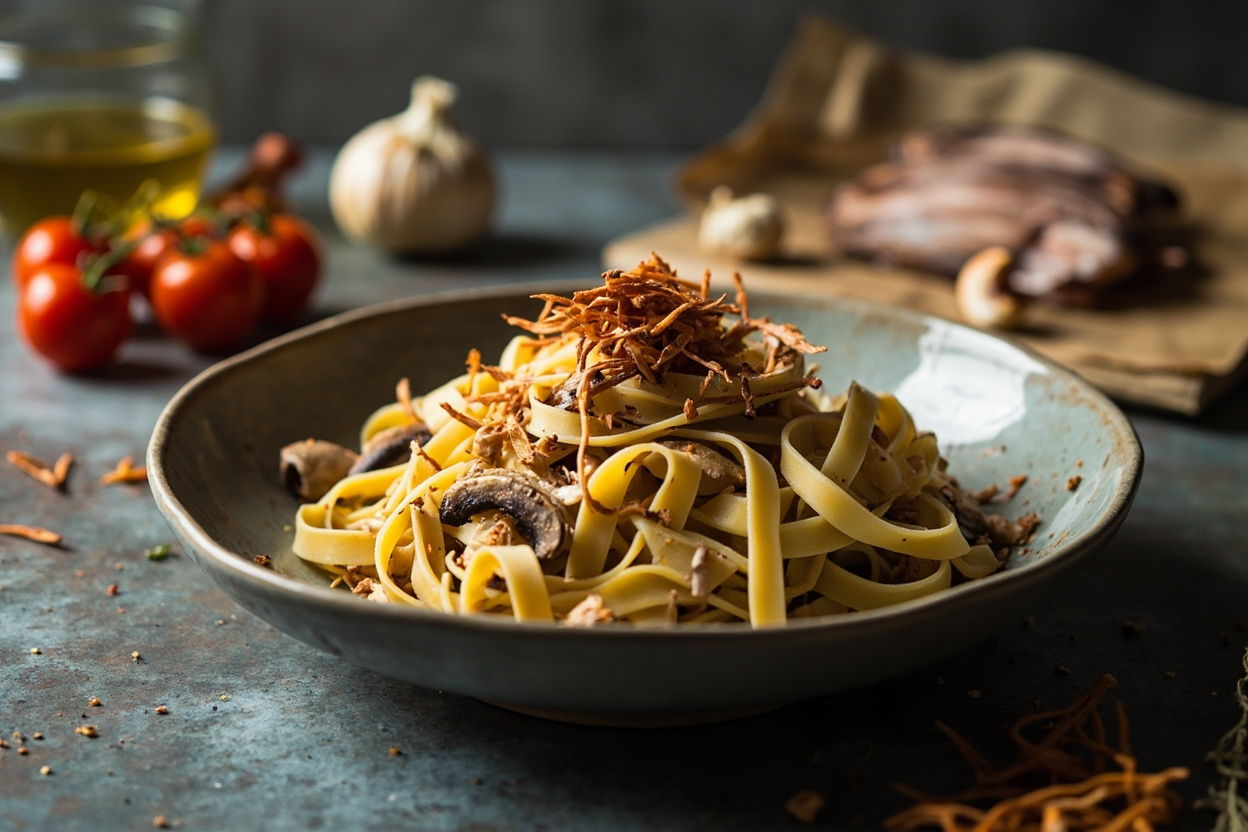 Mushroom and Chili Crisp Pappardelle
