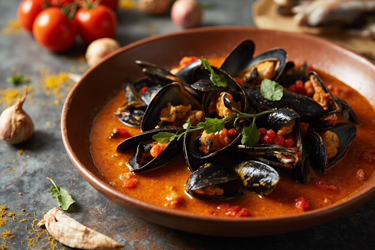 Mussels in Saffron Tomato Sofregit