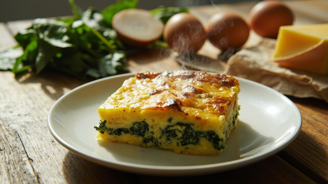 Mustard-Glazed Egg and Spinach Bake