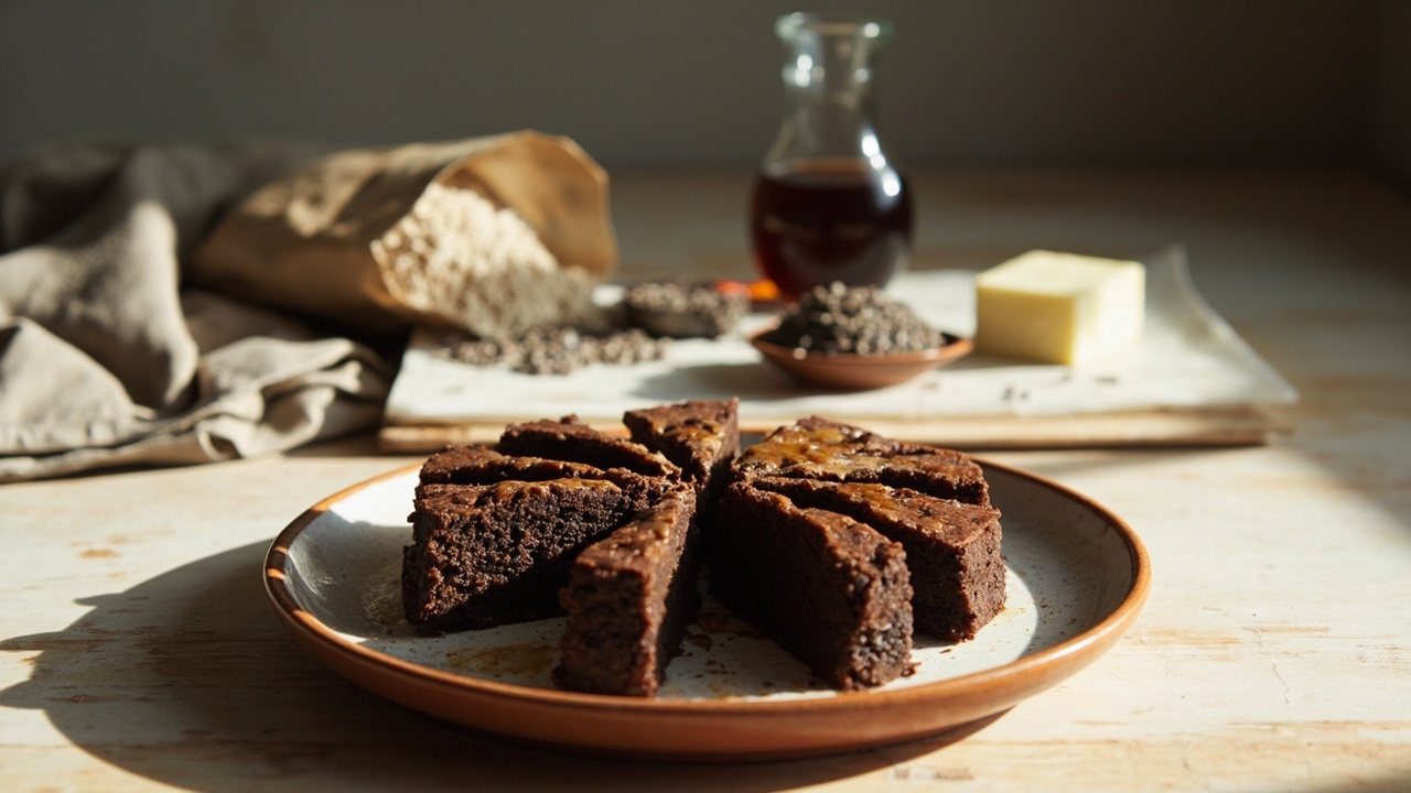 Oat Flour Chocolate Torte with Chia & Maple