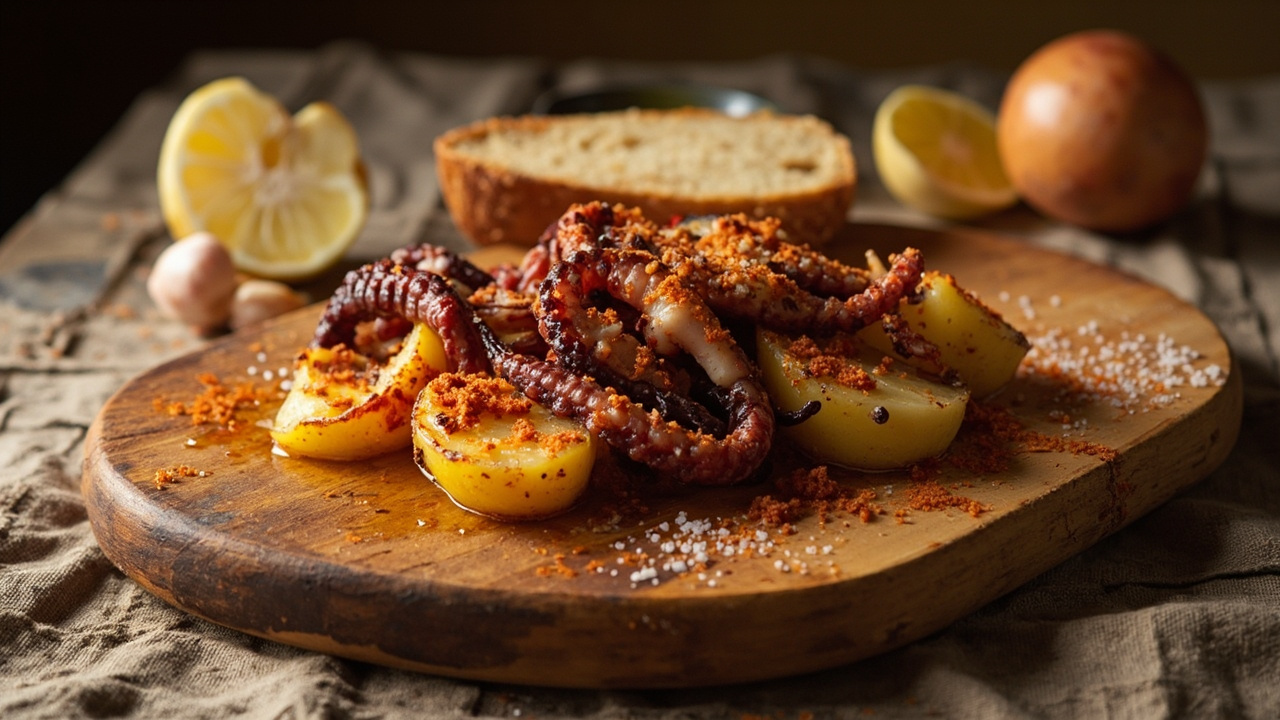 Octopus and Potato Bake with Paprika and Garlic