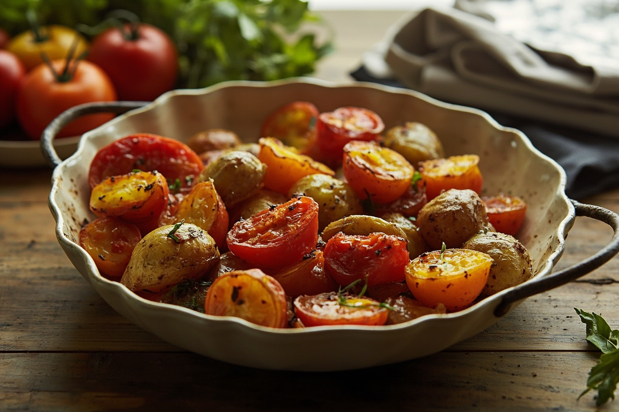 Olive Oil Roasted Potatoes and Tomatoes