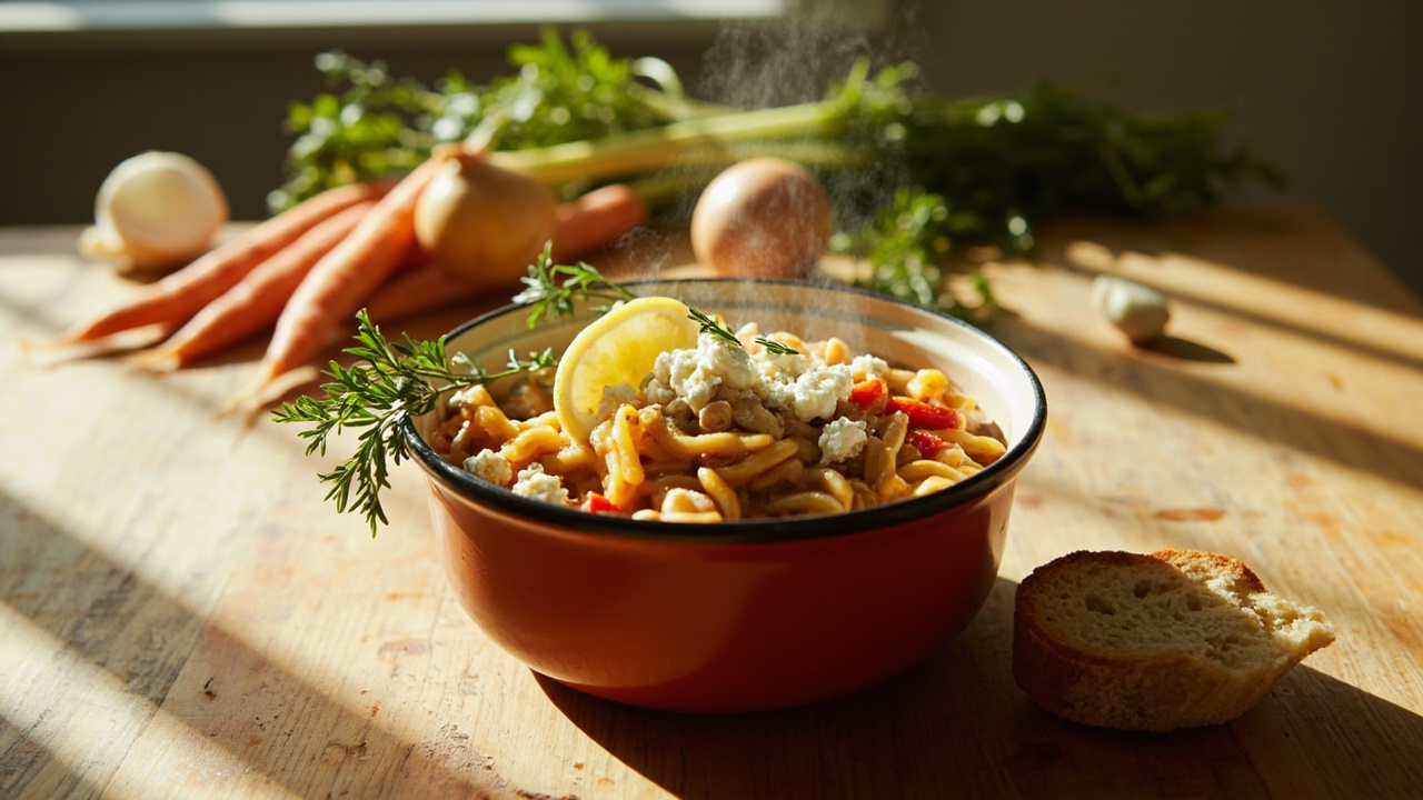 One-Pot Fusilli and White Bean Stew with Feta and Thyme