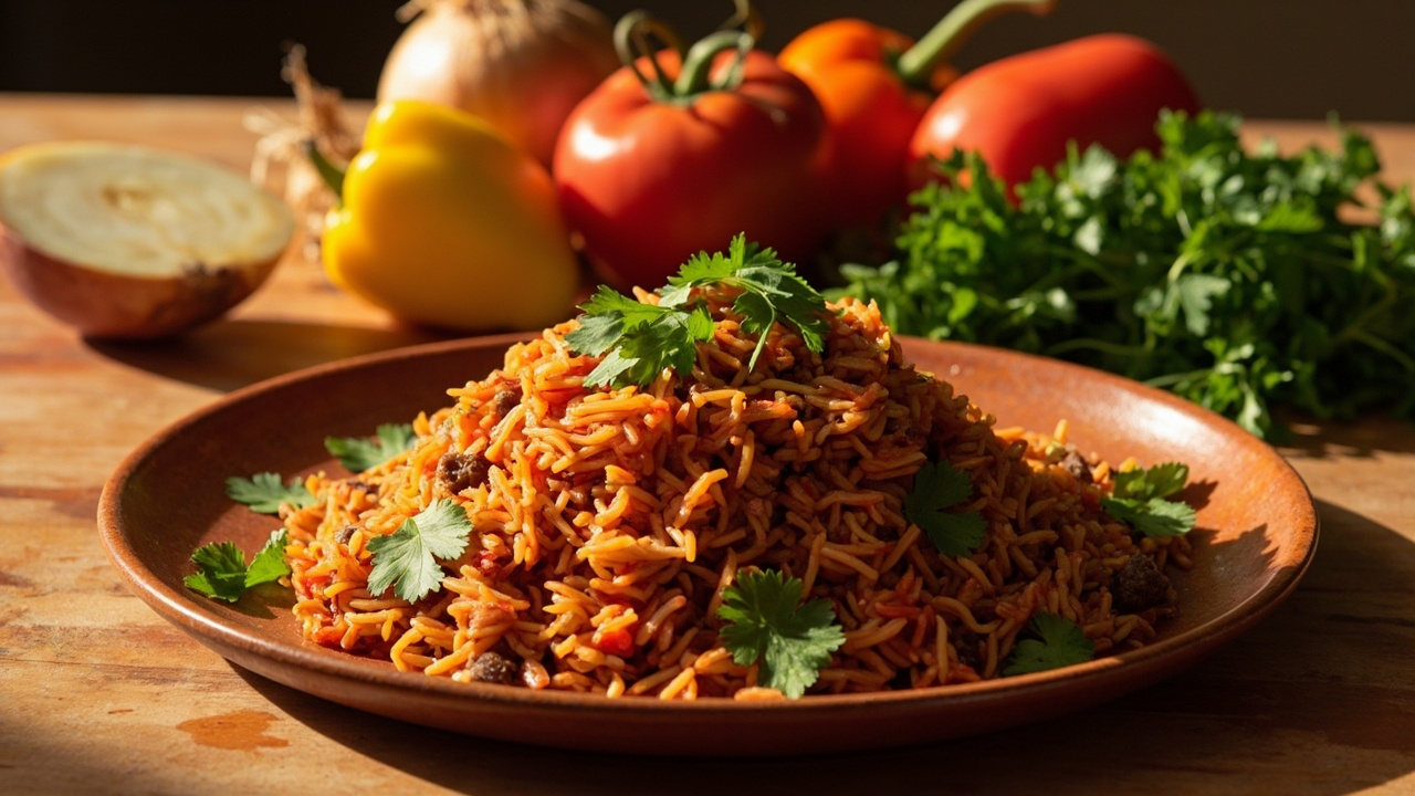 One-Pot Spiced Jollof Rice with Ground Beef