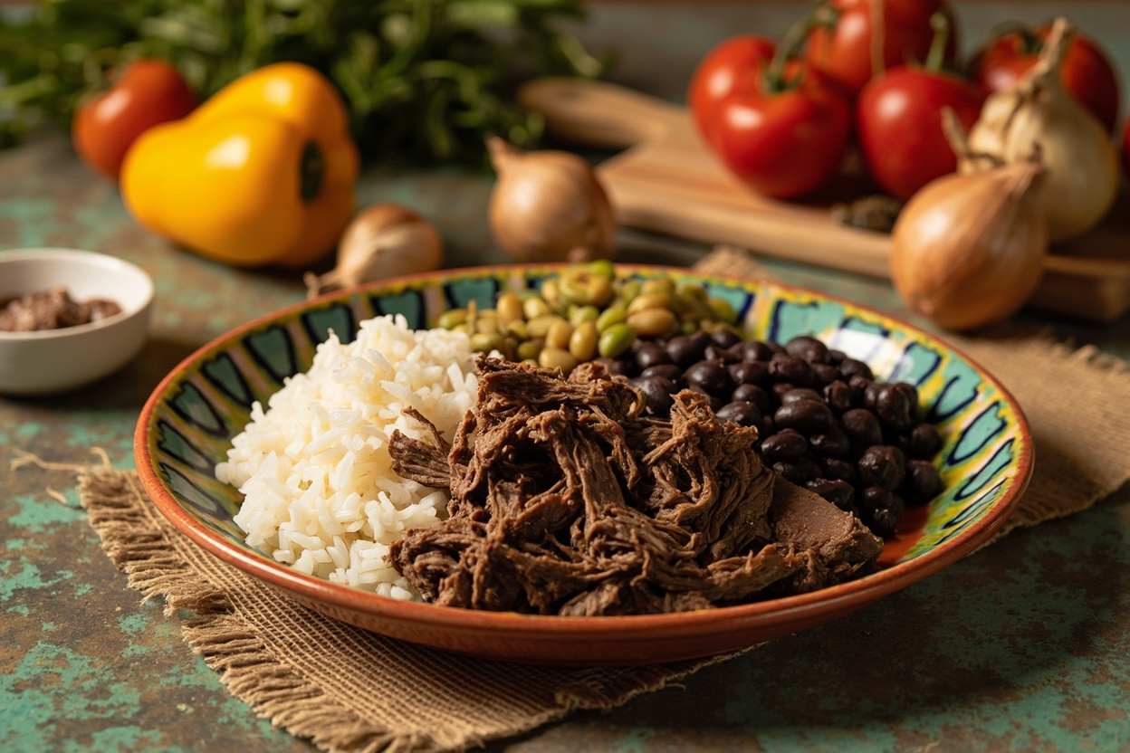 Pabellón Criollo with Shredded Beef and Caraotas
