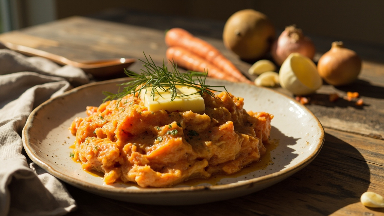Paprika Carrot and Potato Mash with Butter and Dill