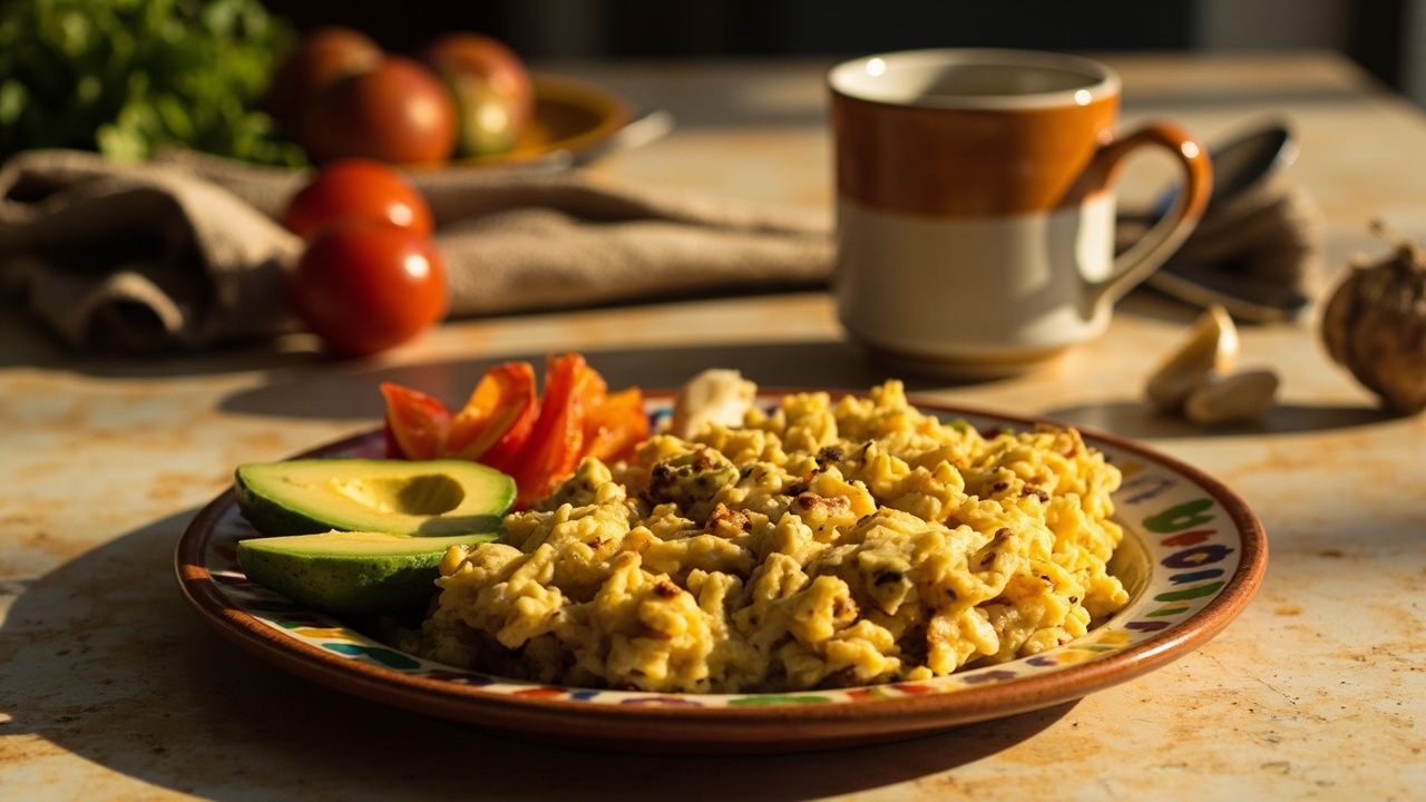 Perico Scrambled Eggs with Avocado and Tomato