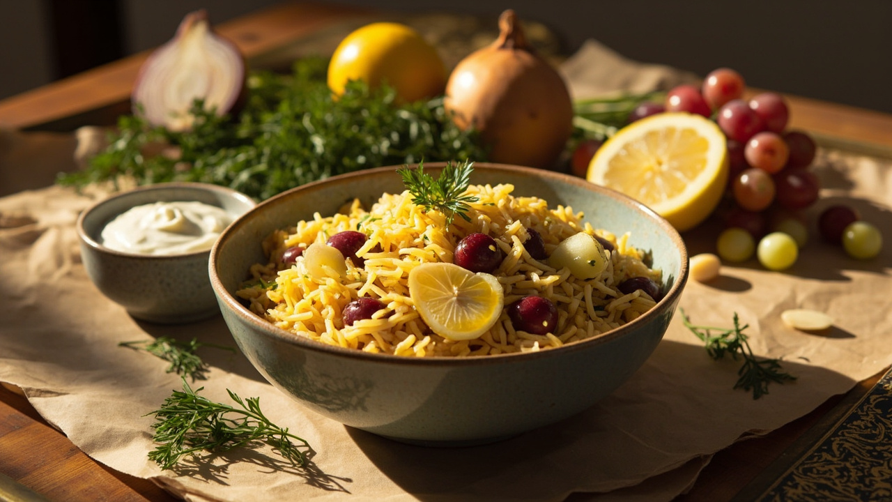 Persian Rice Salad with Lemon, Dill, and Grape