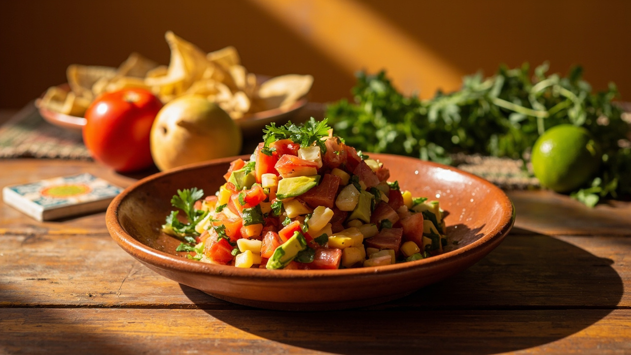 Pico de Gallo con Aguacate y Maíz