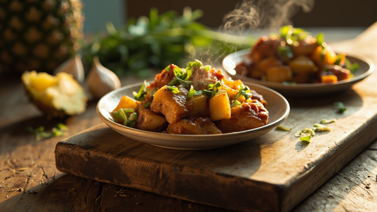 Pineapple Jerk Chicken Bites with Thyme and Scallion