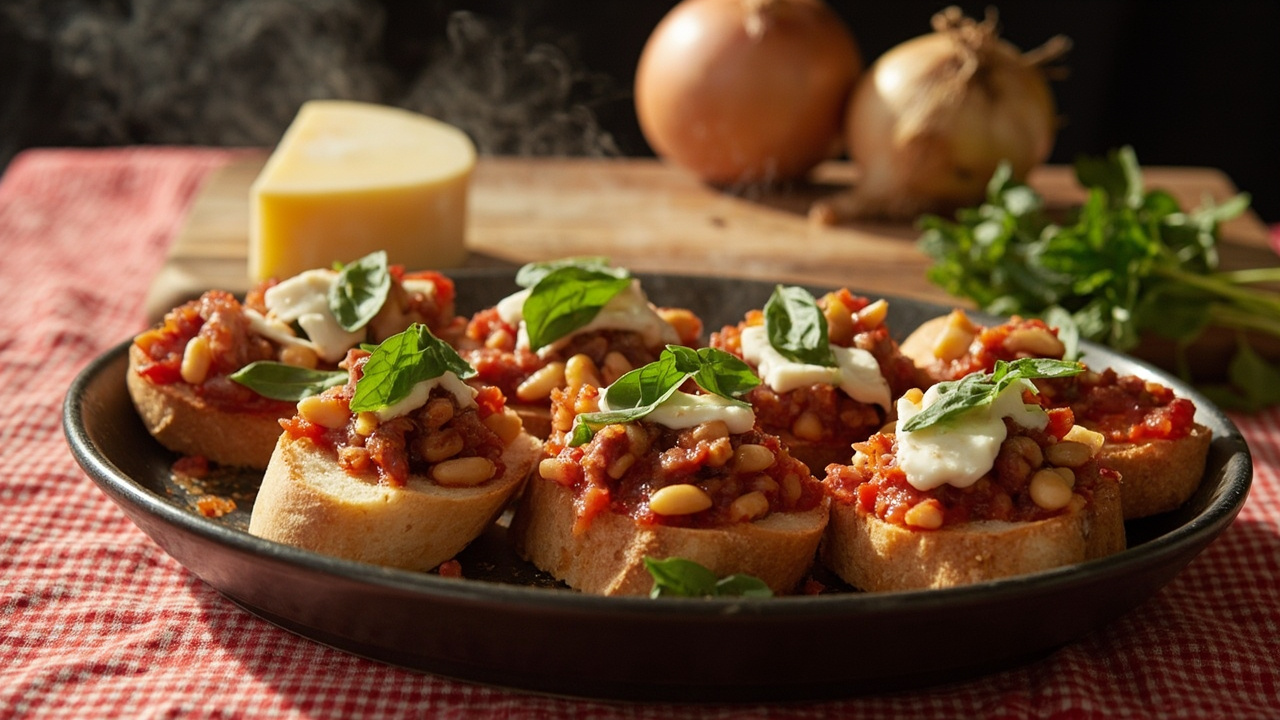 Pinto Bean and Bacon Bruschetta
