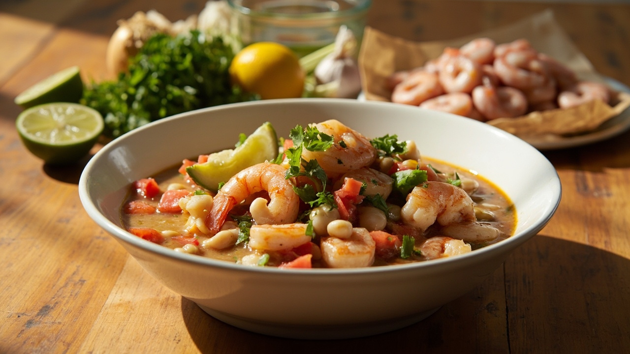 Pinto Bean and Shrimp Ceviche with Lime and Cilantro