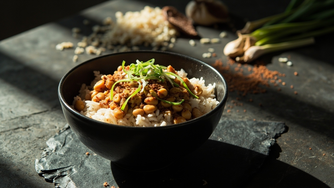 Pinto Bean & Scallion Rice Bowl with Smoked Paprika