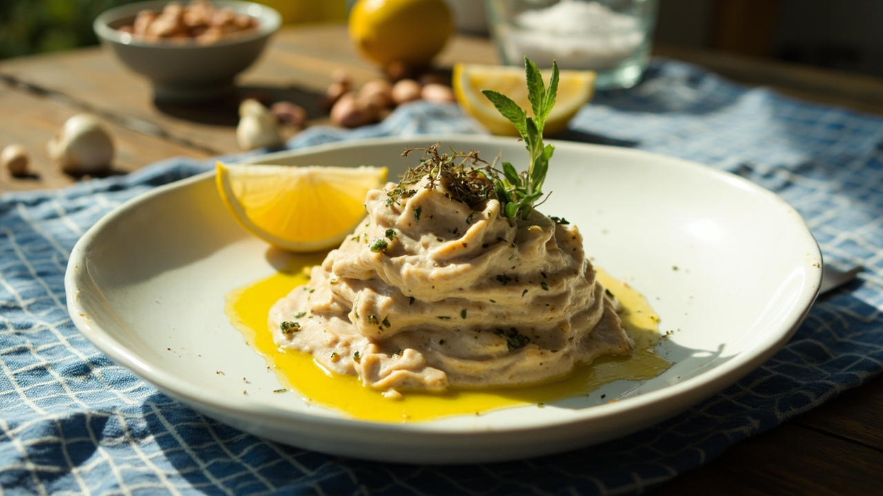 Pinto Bean Skordalia with Olive Oil and Lemon