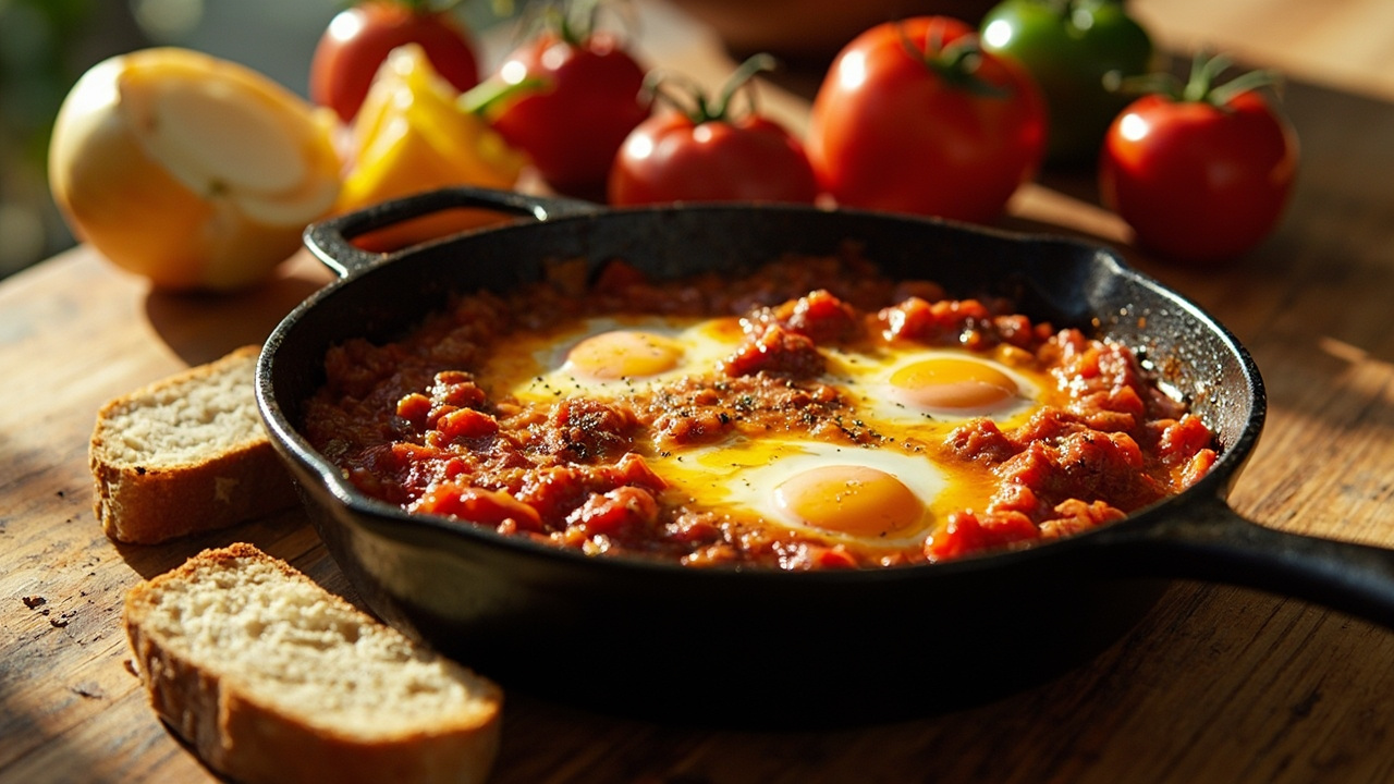 Piperade Skillet with Eggs and Cumin