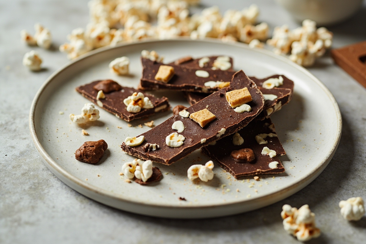 Popcorn and Chocolate Wafer Bark