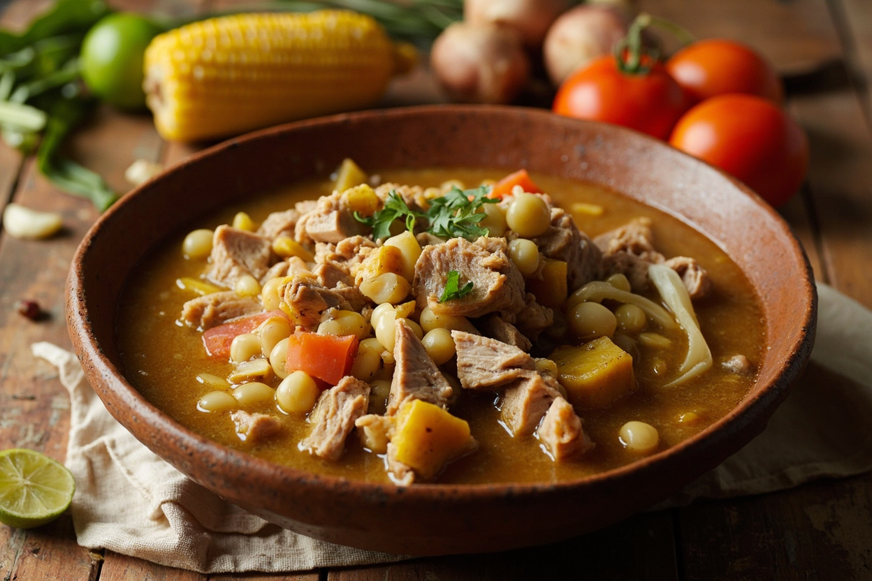 Pork and Hominy-Corn Stew with Lime