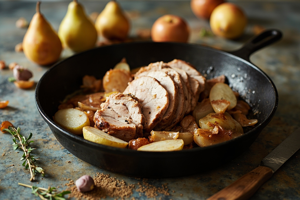 Pork Loin, Pear and Onion Traybake