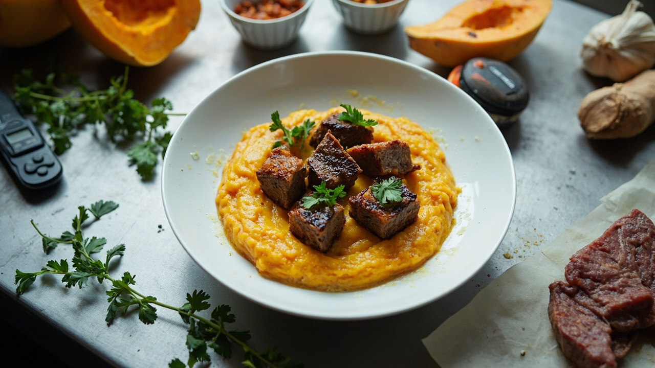 Precision-Seared Beef Bites with Butternut Squash Purée