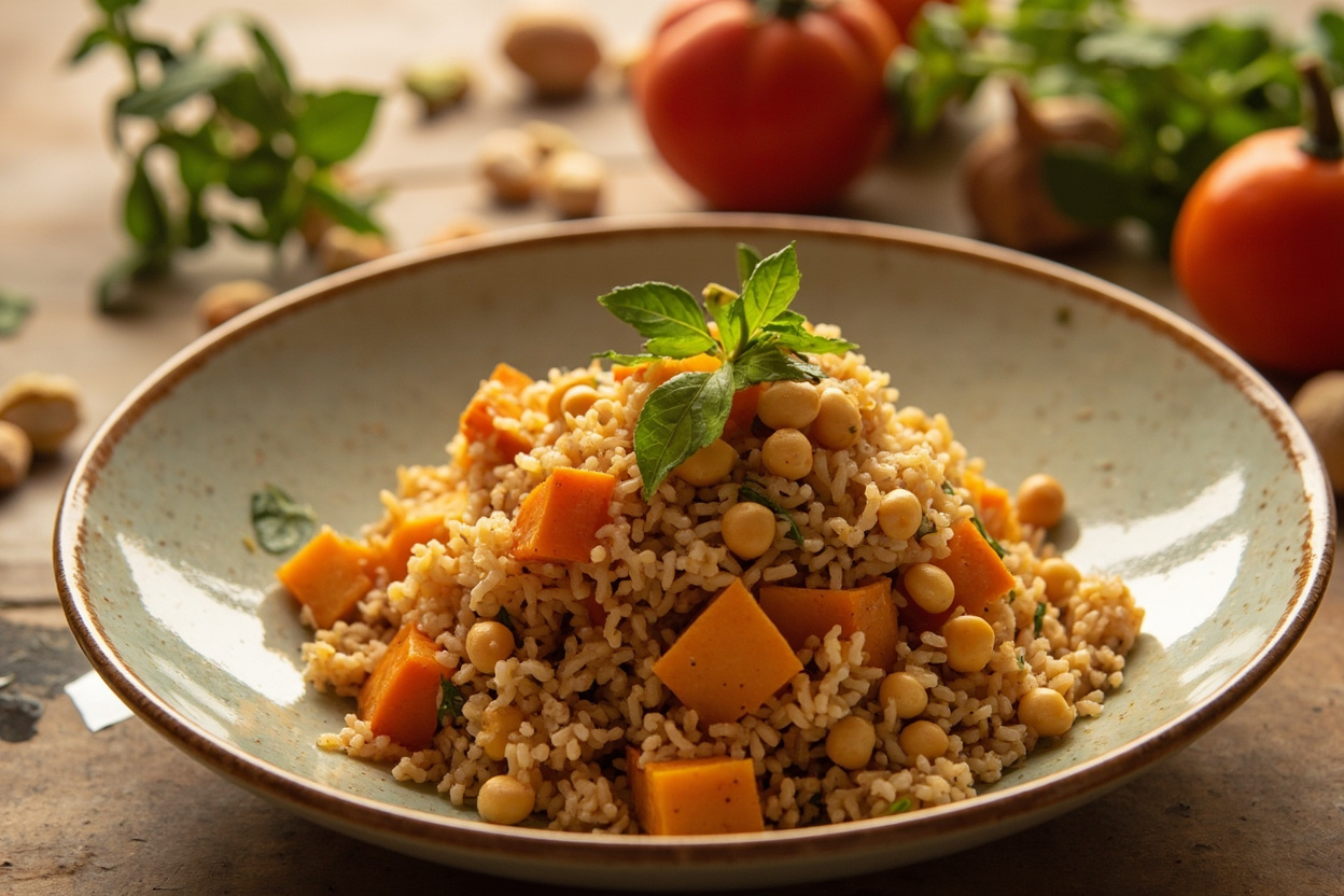 Pumpkin and Chickpea Couscous with Pistachios