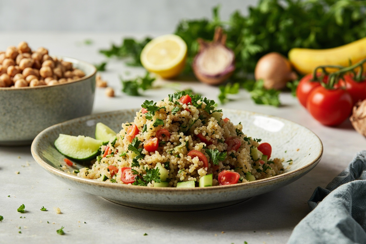 Quinoa Tabbouleh with Cucumber and Chickpeas