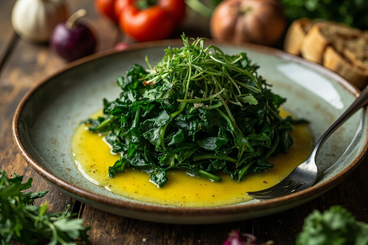 Rapid Garlic Butter Steamed Greens