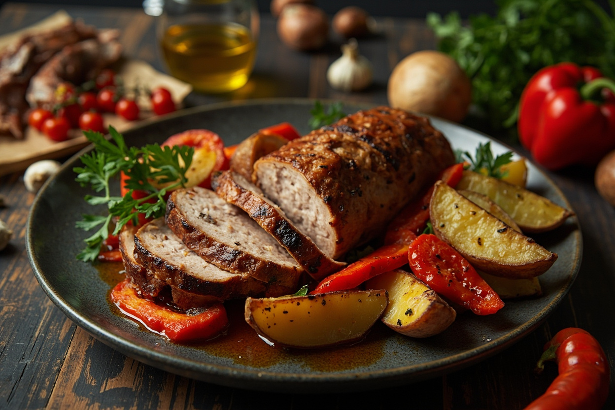 Roast Pork Loin with Peppers and Potatoes