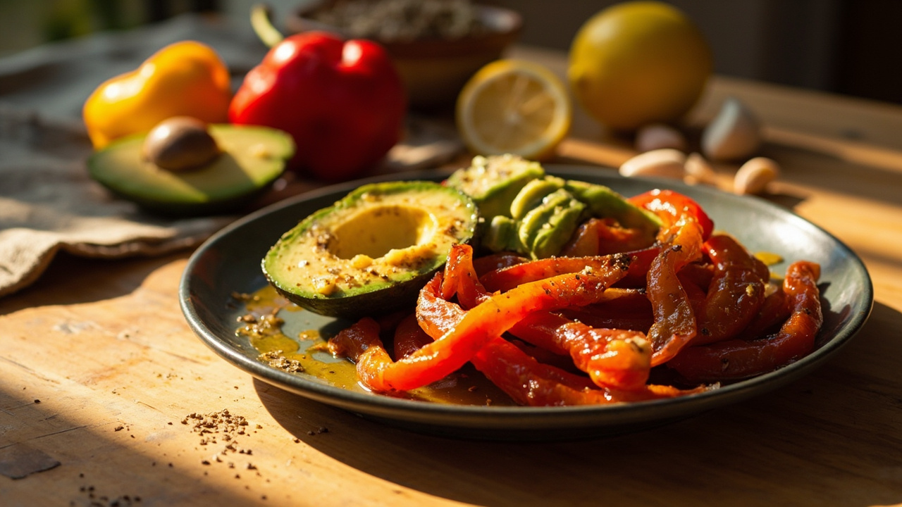 Roasted Bell Peppers and Avocado with Cumin