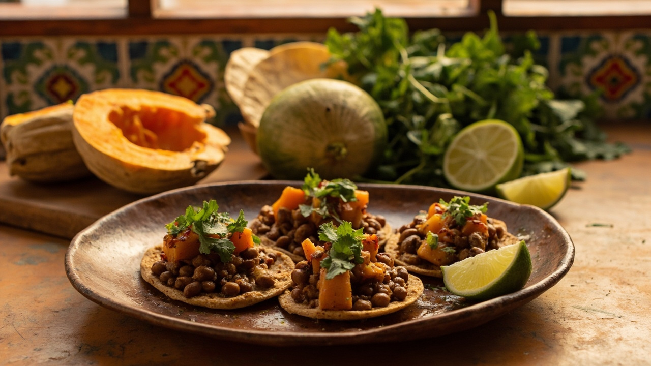 Roasted Butternut Squash and Pinto Bean Tostaditas