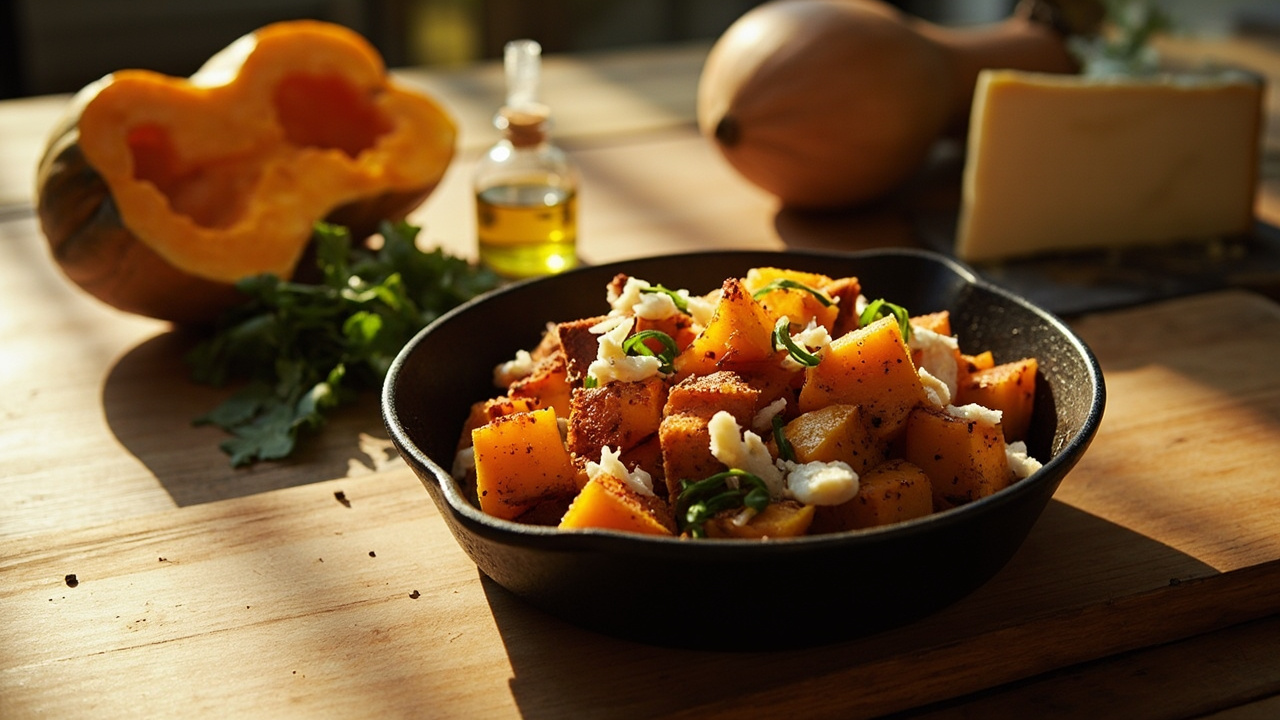 Roasted Butternut Squash Bites with Smoked Paprika and Cured Cheese
