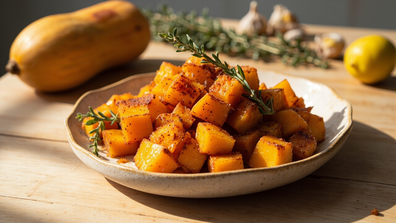 Roasted Butternut Squash with Smoked Paprika and Fresh Thyme