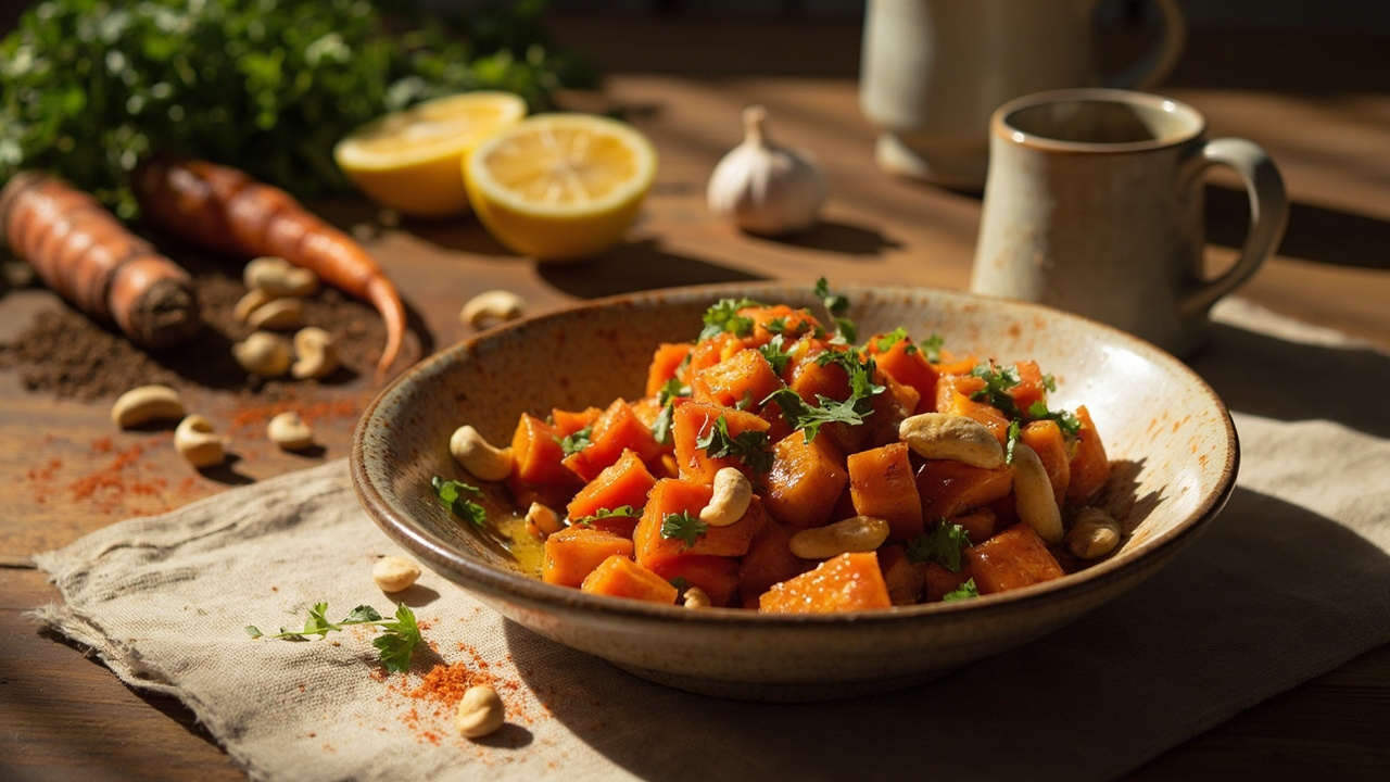 Roasted Carrot and Cashew Bites with Lemon and Cayenne
