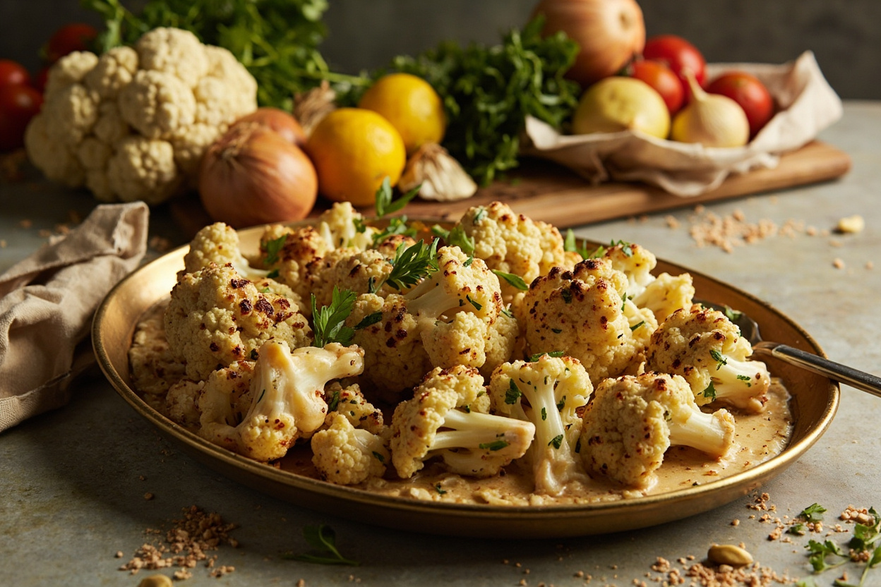 Roasted Cauliflower Drenched in Tahini