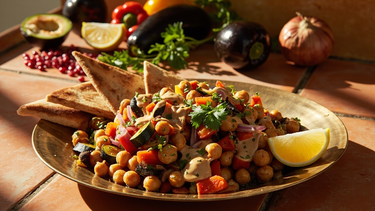 Roasted Chickpea and Vegetable Mezze with Tahini-Lemon Drizzle