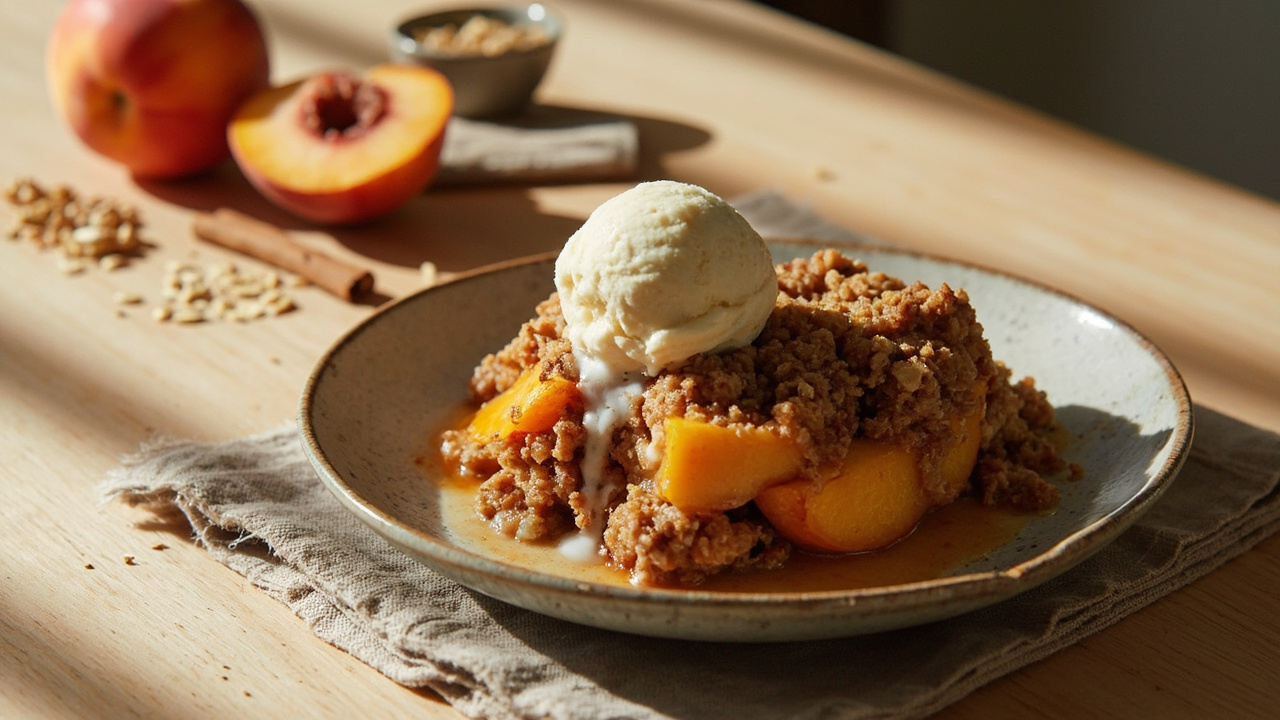 Roasted Peach and Walnut Crumble