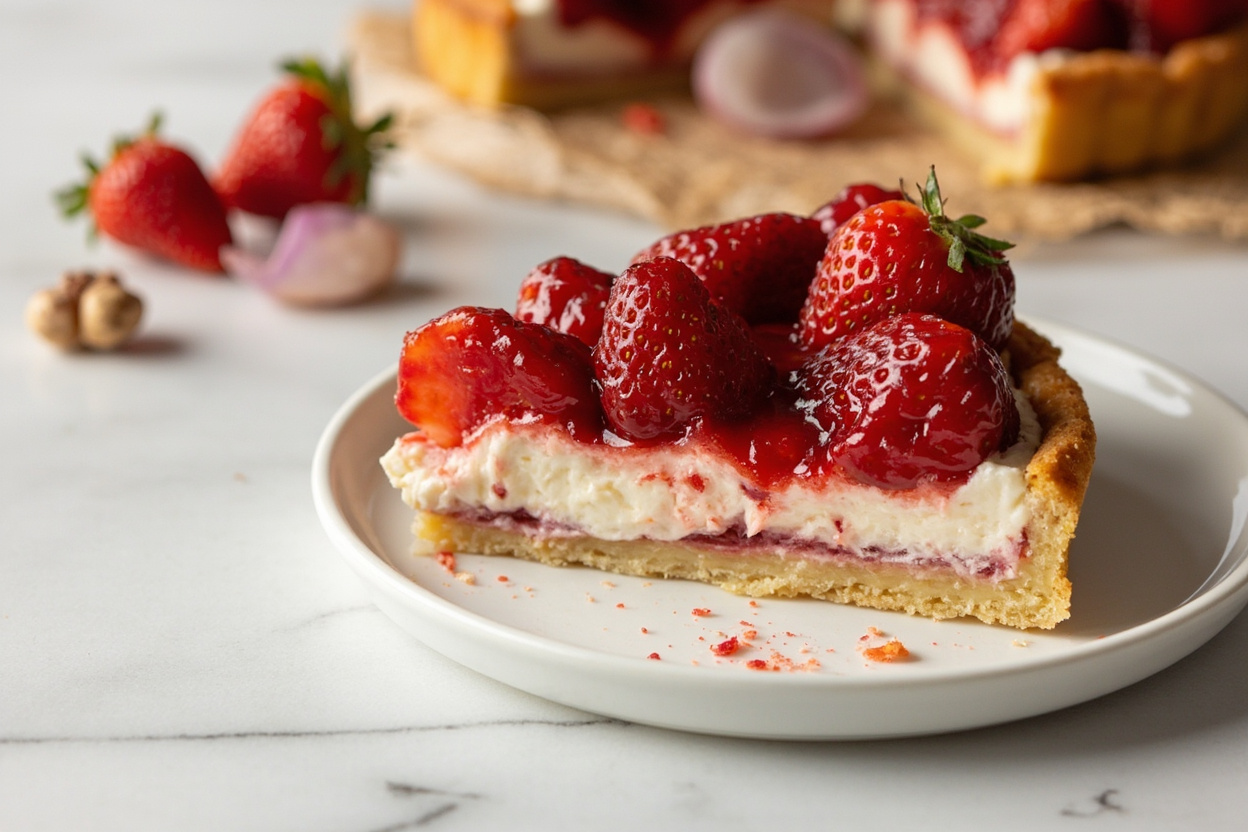Roasted Strawberry Hazelnut Cream Tart