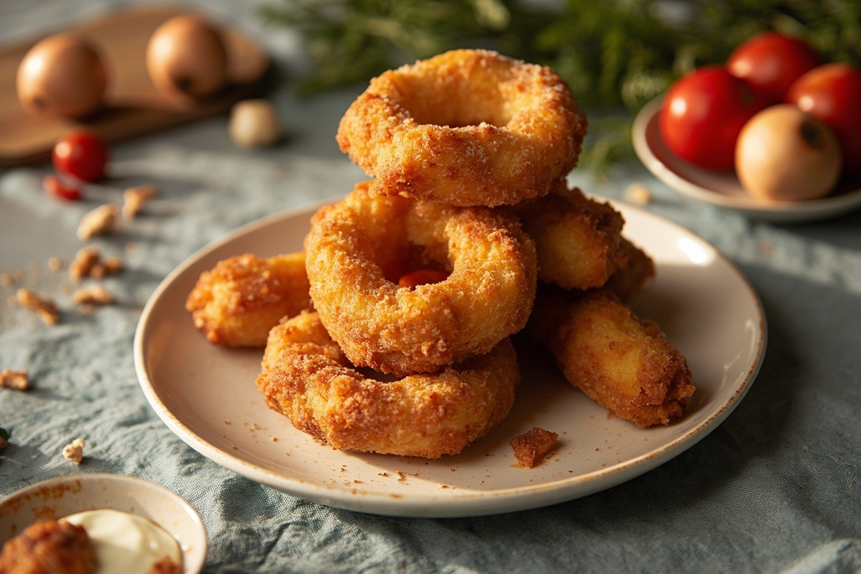 Romanian Fried Cheese Doughnuts with Yogurt