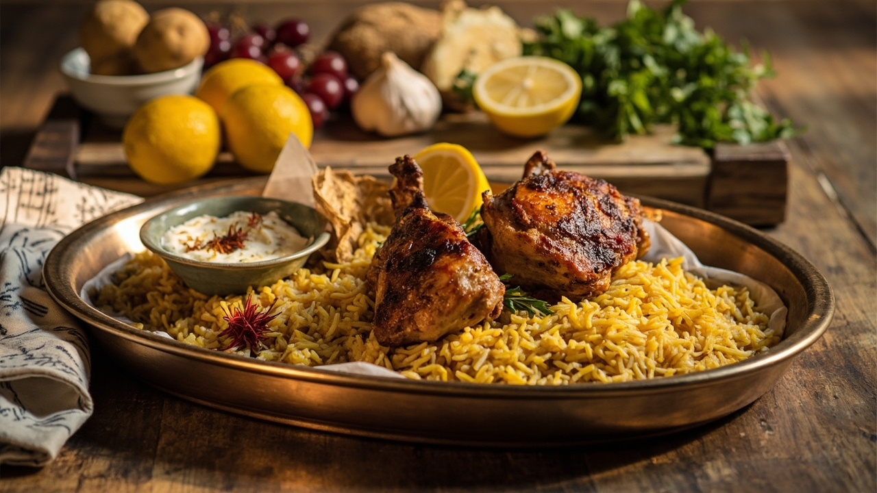Saffron and Lemon Roasted Chicken with Crispy Rice