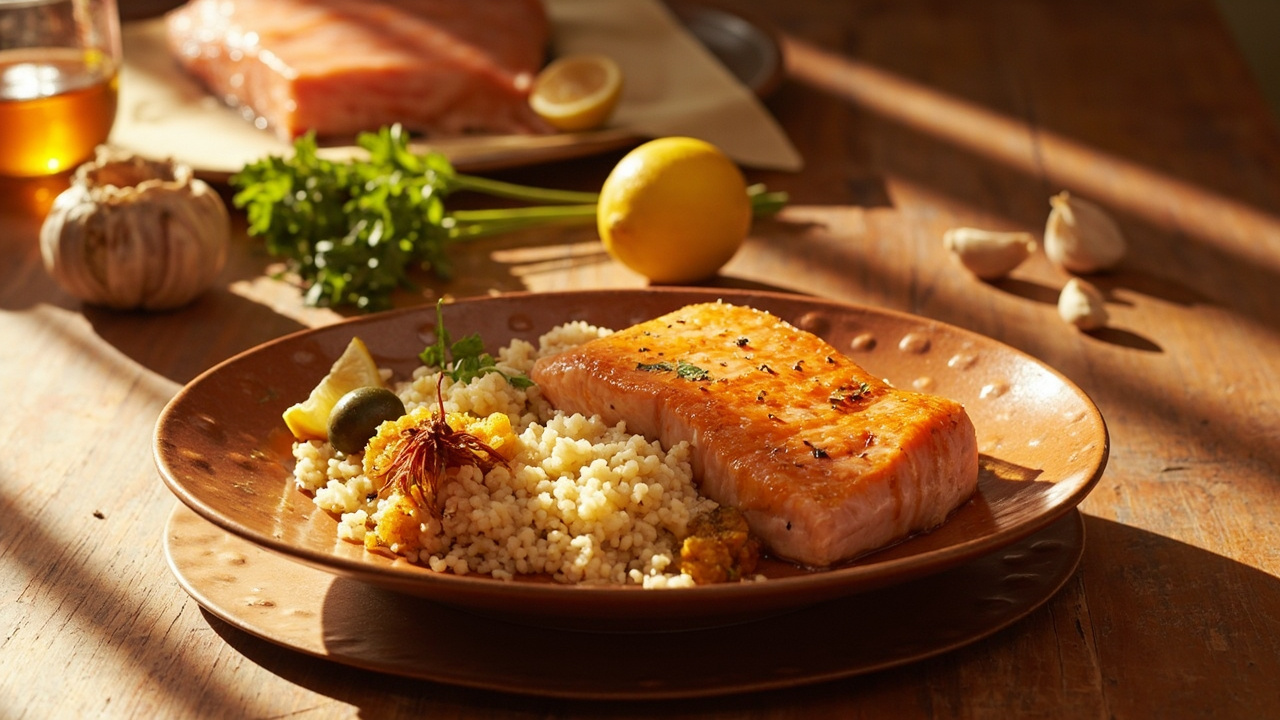 Saffron-Honey Glazed Salmon with Lemon