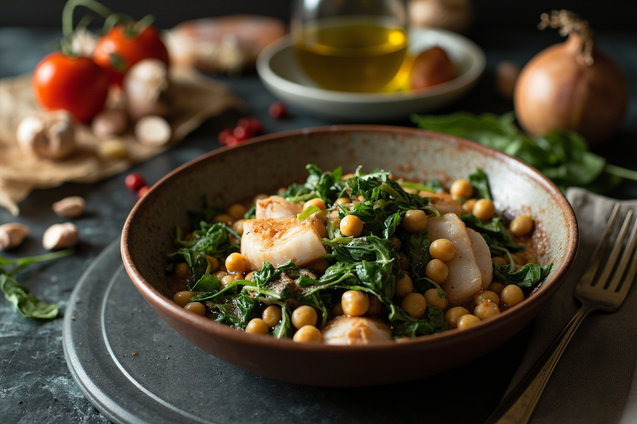 Salt Cod and Chickpea Garlic Potaje