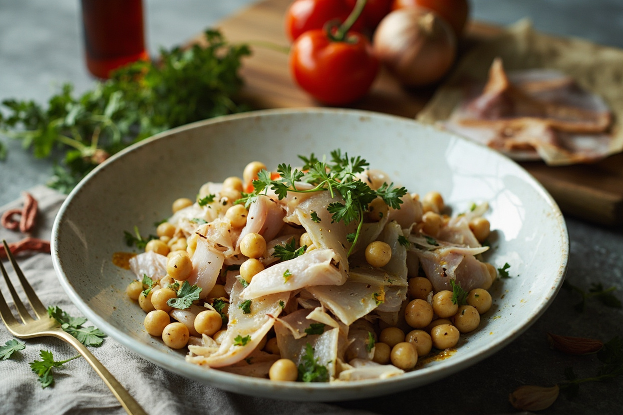 Salt Cod and Chickpea Garlic Salad