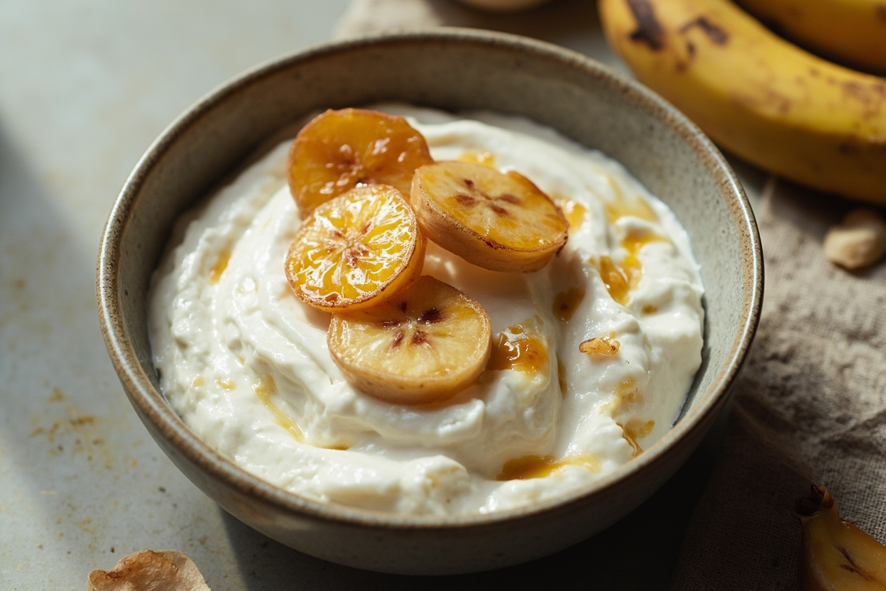 Salty Cultured Yogurt and Caramelized Banana Bowl